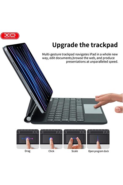 Xo Kablosuz Klavye KB09 - iPad 10.9''/11'' Uyumlu, Touchpad’li, Dijital Ekranlı, Türkçe Q, Şarjlı