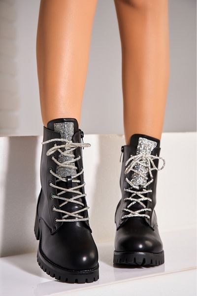 Joana Women's Black Fur-lined Boots Made of Eco-Leather Talise