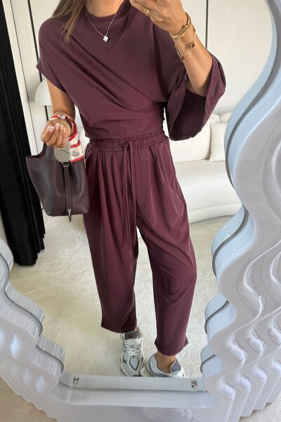 Özge Özgenç Asymmetrical Cut Modal Blouse Pants Set