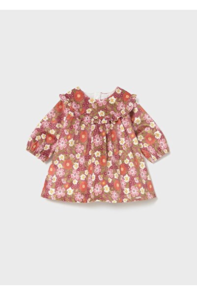 MAYORAL Newborn Kız Bebek Baskılı Kadife Elbise Pembe