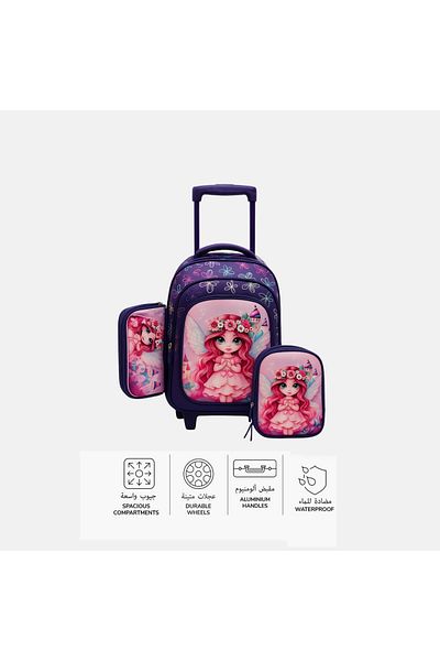 Premium 3 Piece Kids Trolley Bag Set School Backpack with Lunch Bag & Pencil Case Durable & Stylish