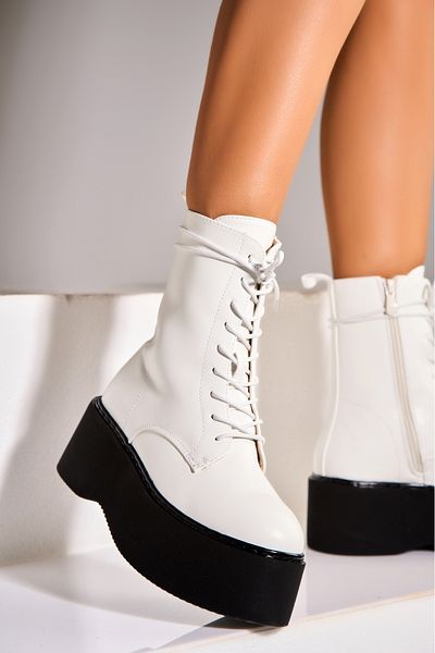 Joana Women's White Fur-lined Boots Made of Ecological Leather Anisa