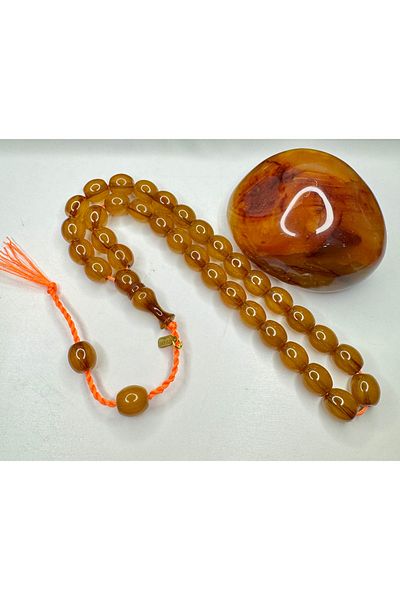 İskenderun Tesbihcilik Omari Shaved Ottoman Simile Prayer Beads with a Seal with a Signature with a Plug