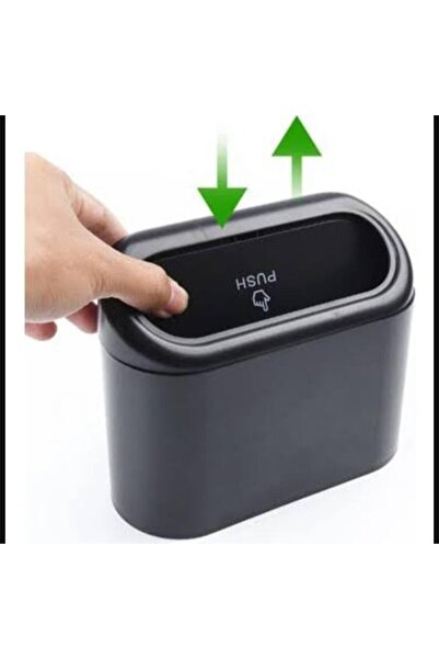 Alsamkapsam Auto Accessory Car Trash Can Portable In-Car Portable Lid Organizer Dustbin Black