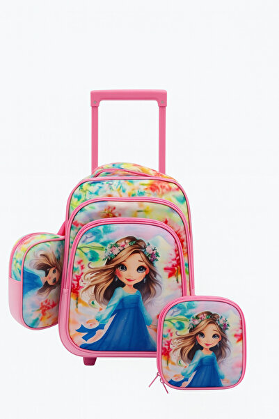 Premium 3 Piece Kids Trolley Bag Set School Backpack with Lunch Bag & Pencil ...