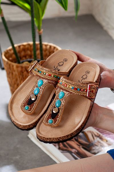 Adım Adım Women's Stone Detailed Extra Comfortable Flip Flops