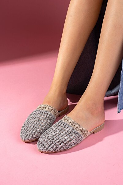 FUGA MODA Kaiser Gray Mink Two Color Closed Front Knitted Knitwear Slippers