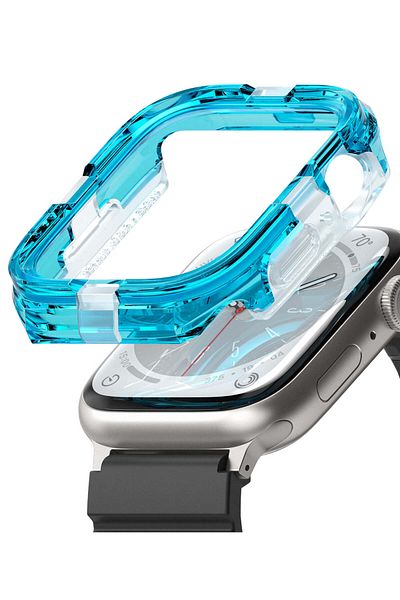 Ringke Apple Watch 9 / 8 / 7 45mm, SE 2022 / SE / 6 / 5 /4 44mm Case Cover | Fusion Bumper | Neon Blue