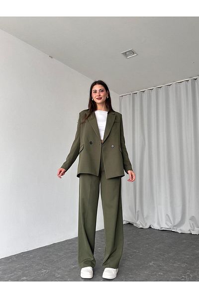EFSUN MODA بدلة بنطلون وسترة كبيرة الحجم للسيدات مبطنة