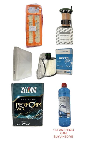 Fiat Selenia 5W30 3.2 Litre Motor Yağı + Egea 1.3 Multijet Euro 5 Filtre Bakım Seti CAM SUYU HEDİYE