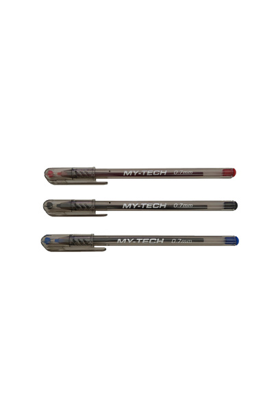 Pensan My-Tech 2240 Ballpoint Pen 0.7mm - Blue-Black-Red, 6 Units