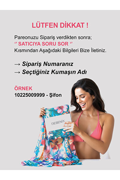 DESENİX Modern Pareo with Chain Pattern | Powder Floor | 100X145Cm | Digital Printing Chiffon / Satin