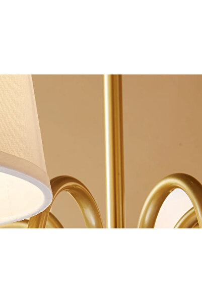 LUXXO Candelabru Elegance 3, 8xE14, corp aluminiu, abajururi material textil, 73x73x45cm