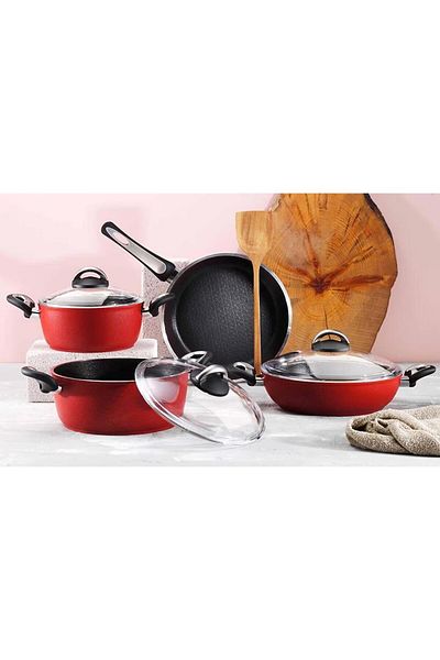 Aryıldız Paris 7 piece red cookware set