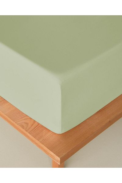 English Home Novella Premium Soft Cotton Double Fitted Sheet 160X200 cm Light Green (4.08.2025)