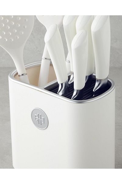 English Home Sharp Cut Silicone, Stainless Steel 9 Piece Serving Utensil Knife Set 19X11X22 cm White (08.04.2025)