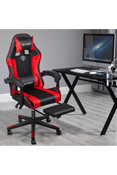 SKY TOUCH SKY-TOUCH Computer Gaming Chair, Adjustable Height Desk Chair with Rest Foot Rest, Ergonomic Leather