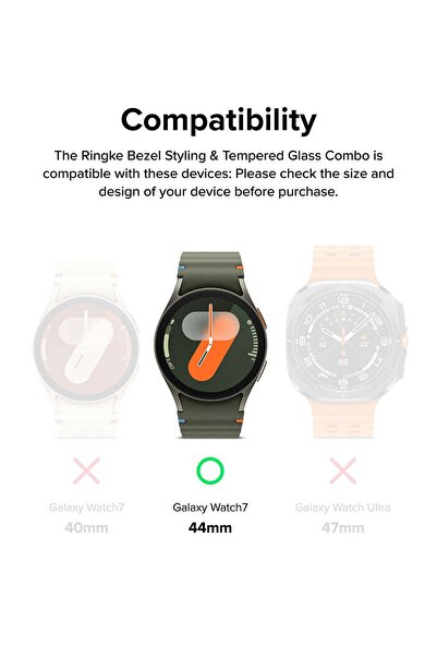 Ringke Samsung Galaxy Watch 7 44mm Case Cover | Bezel Styling + Glass Combo | 44-02