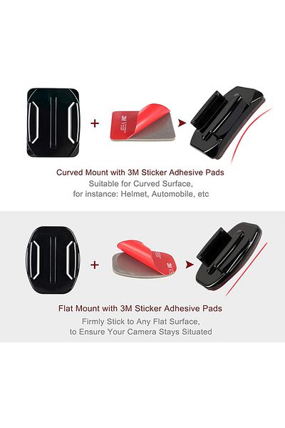 O Ozone Helmet Adhesive Sticky Mounts Curved Attachment Flat | 3M Mount |GoPro Hero 13 12 11 10 Max 9 8 7 6