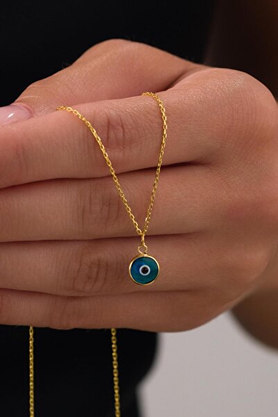 Tmt Silver 8 mm Gümüş Altın Gold Kaplama Açık Mavi Turkuaz Gök Mavisi Nazar B...