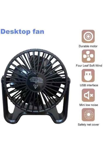 Mmctech Mini Masa Fanı Portatif USB Fan 360° Ayarlanabilir Portatif İki Hızlı...