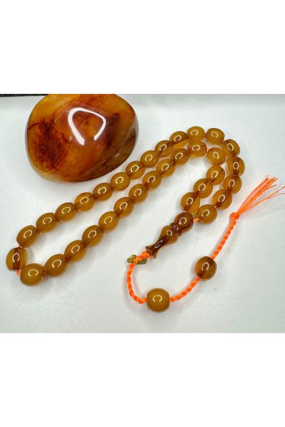İskenderun Tesbihcilik Omari Shaved Ottoman Simile Prayer Beads with a Seal with a Signature with a Plug