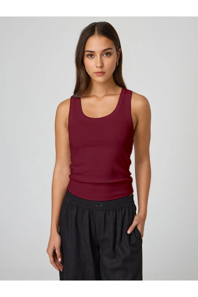MİO ESTİLO Novelle Wide Strap Ribbed Tank Top