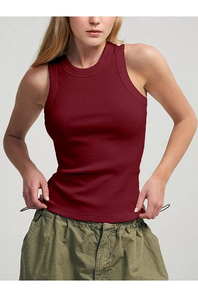 MİO ESTİLO Novelle Halter Neck Ribbed Tank Top
