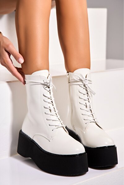 Joana Γυναικείες Λευκές Μπότες με Γούνινη Επένδυση από Οικολογικό Δέρμα Anisa