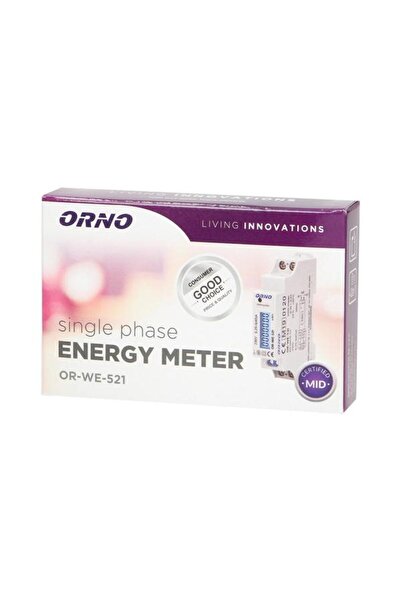 Orno Single-phase Meter OR-WE-521, 40A, MID Certification, 230V, Measurement Class B, 1000 impulses/