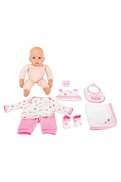 Small Foot Păpușă Hanna – Cu Ținută Roz, Păturică, Bavetă și Accesorii, 40 cm