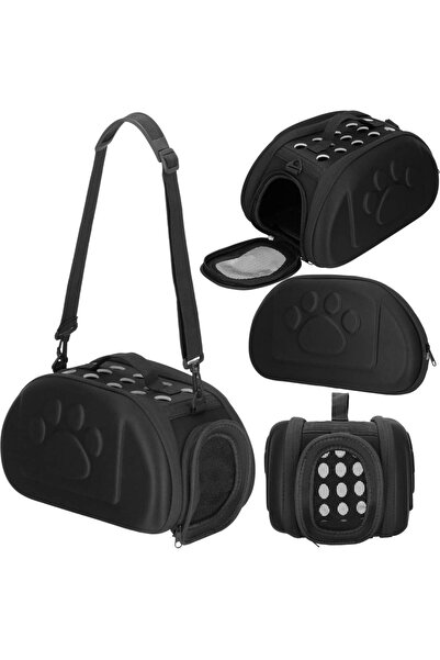 SERSIMO Geanta pentru transport animale mici, pentru caine si pisica, pliabila, 20x35x20 cm, negru