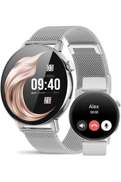 Smart Vibe DT™ WATCH3 MINI - SmartWatch Apel Bluetooth, Asistent Vocal, 24/7 Fitness Tracker/Sanatate, Silver