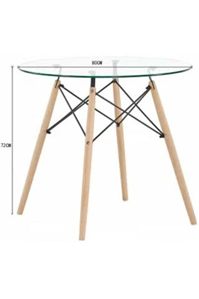 Taimi 3-Piece Dining Set – Round Tempered Glass Table 80x80x72cm With 2-White Chairs Soft Padded Seats