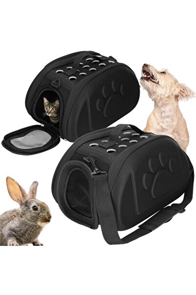 SERSIMO Geanta pentru transport animale mici, pentru caine si pisica, pliabila, 20x35x20 cm, negru