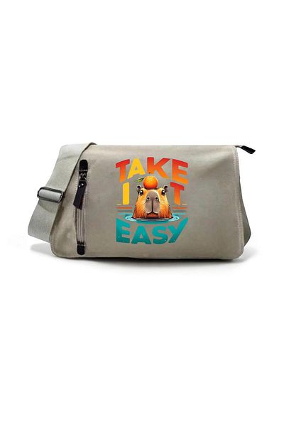 DEEFWEAR Take It Easy Capybara Printed School, Course, Dershane Black Messenger Bag