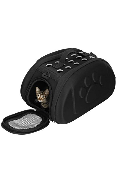 SERSIMO Geanta pentru transport animale mici, pentru caine si pisica, pliabila, 20x35x20 cm, negru