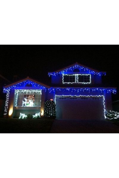 SDX Market Instalație de Crăciun, 5 m, FLASH Blue, 104 LED-uri, SDX P9106B, perdea luminoasă cu franjuri pentru exterior