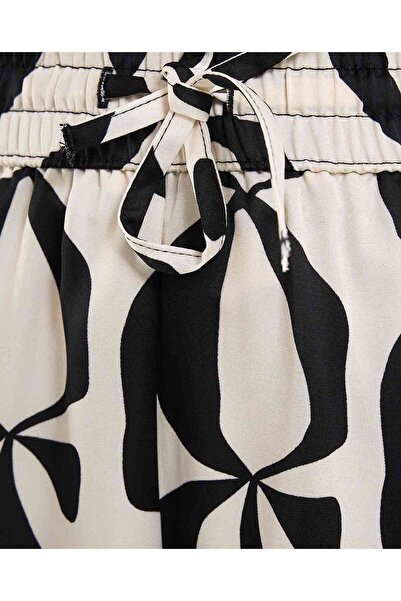 R&B Patterned Wide Leg Pants with Drawstring Waist