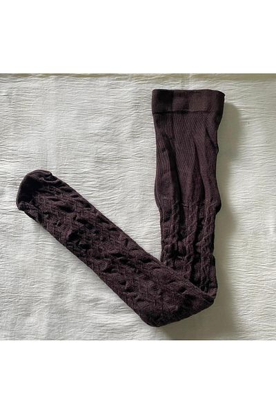 DÜVEN Chestnut Color Girl's Cotton Patterned Karina 180 Den Pantyhose (Kids Kilotli Socks)