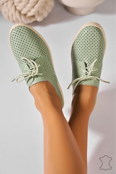 Joana Women's Loafers Natural Leather Green Kerensa