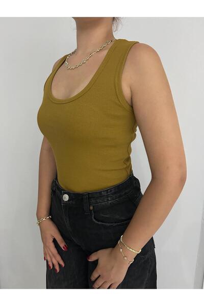 ulslu Slim Piping Ribbed Long Camisole Undershirt