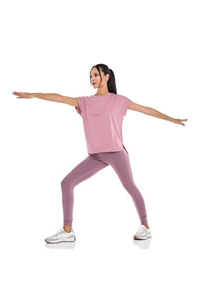 R&B Solid Active Leggings with Elastic Waist