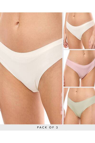 R&B 3 Pack Solid Seamless Bikini Briefs