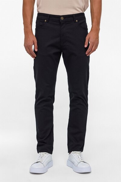 SÜVARİ Siyah Slim 5 Cep Kalıp Armürlü Pantolon