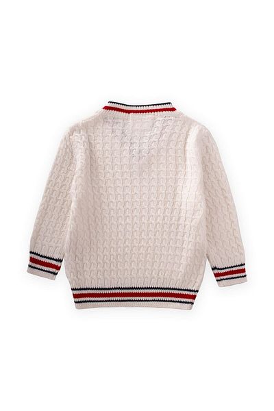 Cigit Hair Knitted V-Neck Sweater 2-9 Years Ecru