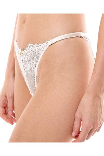 R&B Ivory WoMen's's Bow Detail Lace Thongs