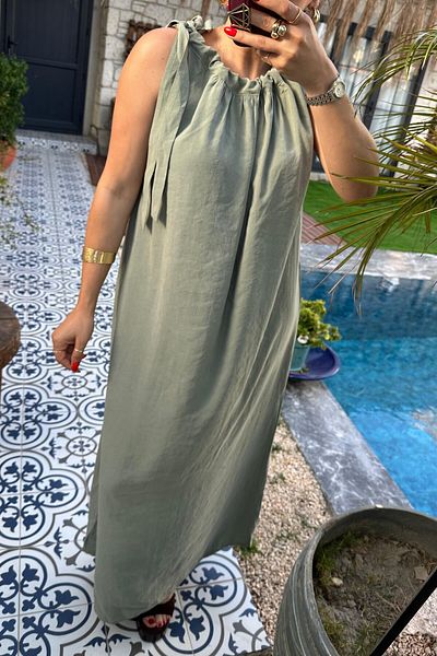 Suzi Long Dress with Shoulder Tie 3213
