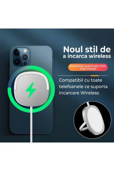 Timebox Magnetic Wireless Charger with Magsafe Technology, , Fast-Charging 15W, Type-C, with phone holder, c