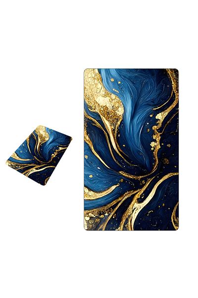 Teno Covor de Baie Universal Teno®, spuma de silicon si diatom, ultra-absorbant, 50x80 cm, albastru/auriu